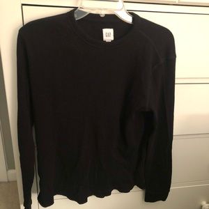 GAP Mens Long Sleeve Black Waffle Shirt